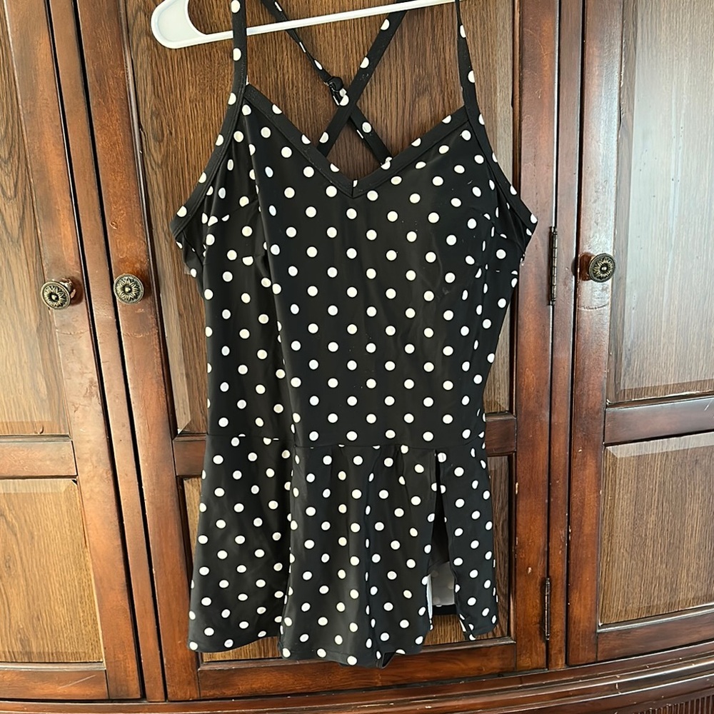 Timeless Black and White Polka Dot One Piece with Halter Neckline